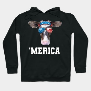 Funny Cow 4th of July Merica Hoodie